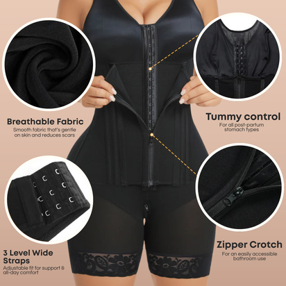 GloSculpt™ - Post-Partum Tummy Control Faja w/ Zipper Crotch