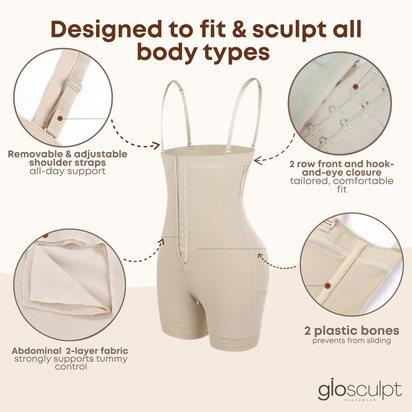 GloSculpt™ - Post-Partum Tummy Control Faja w/ Zipper Crotch